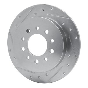 Hyundai Tiburon Brake Rotor (1) - Rear Left - R1 Concepts - Drilled & Slotted - Silver - `07-`08